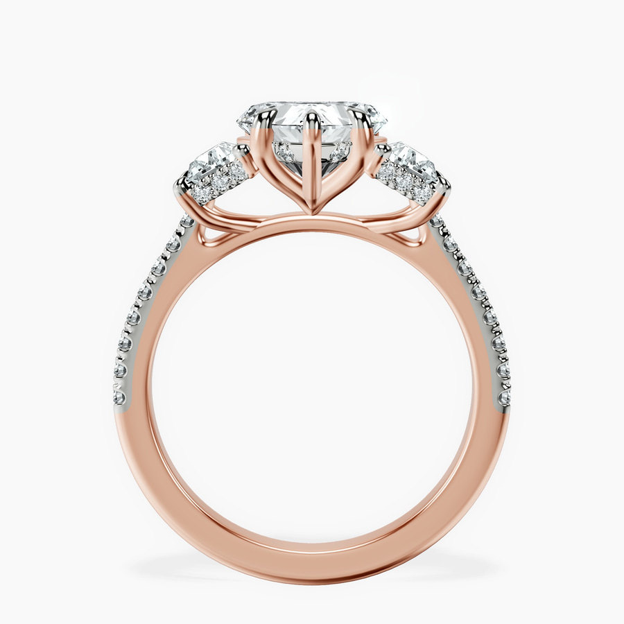 18kt Rose Gold Lavinia Three Stone Trapezoid Lab Diamond Ring side right image one