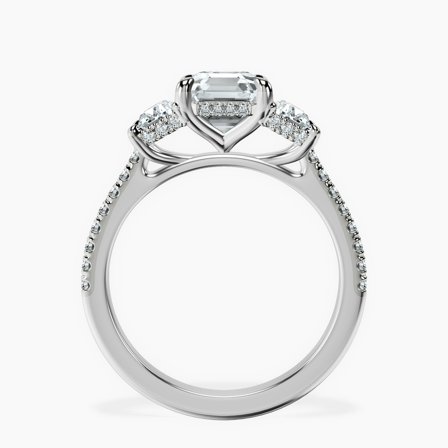Platinum Lavinia Three Stone Trapezoid Lab Diamond Ring side right image one
