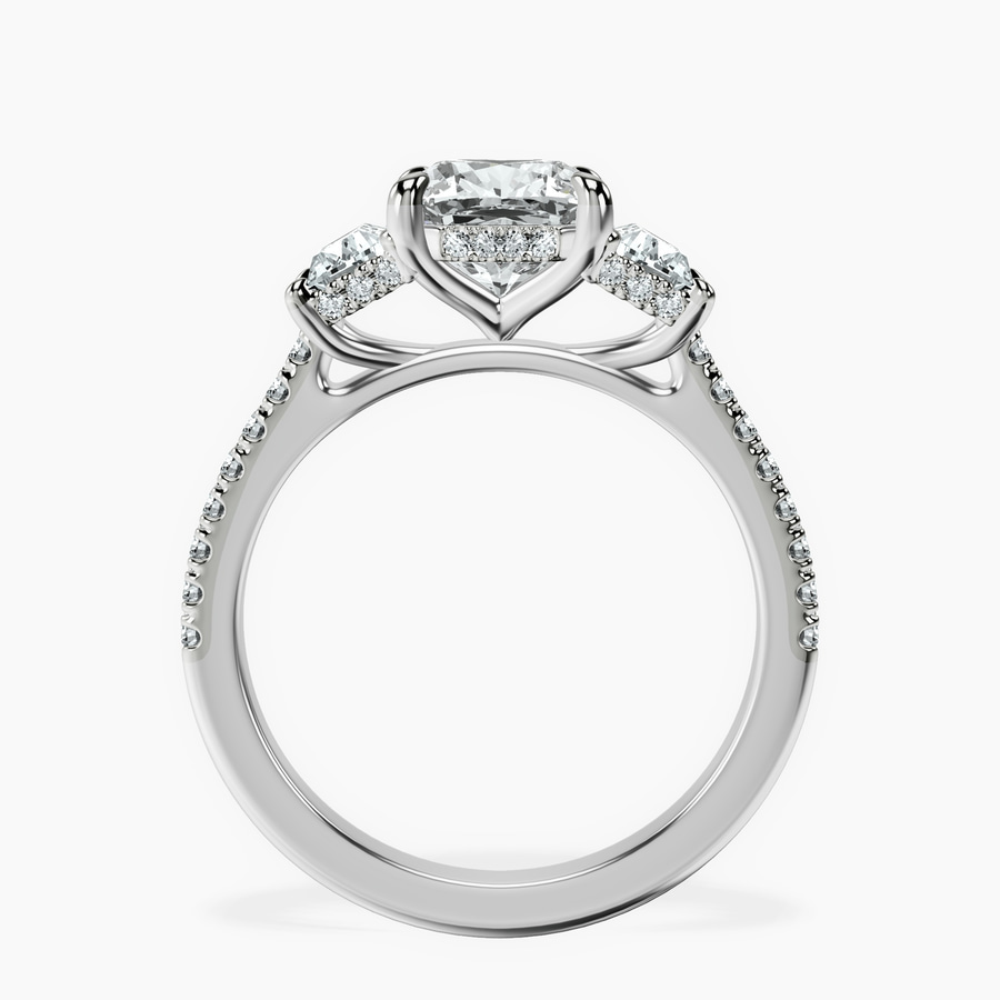 Platinum Lavinia Three Stone Trapezoid Lab Diamond Ring side right image one
