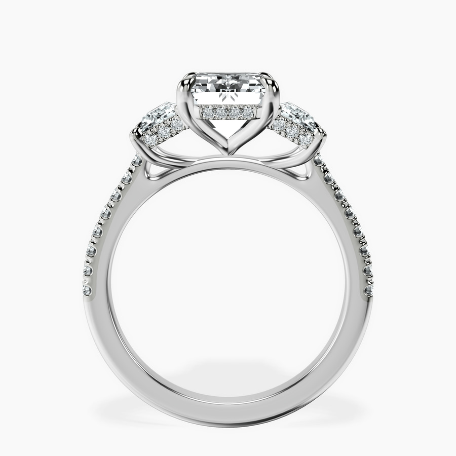 Platinum Lavinia Three Stone Trapezoid Lab Diamond Ring side right image one
