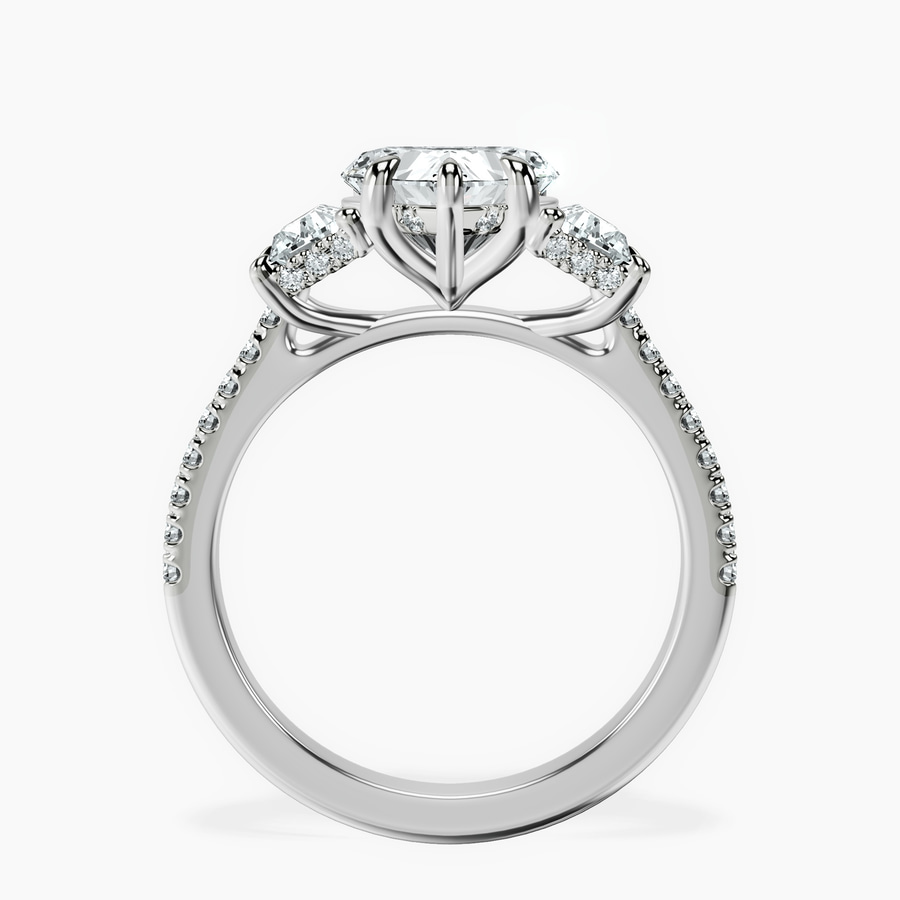 Platinum Lavinia Three Stone Trapezoid Lab Diamond Ring side right image one