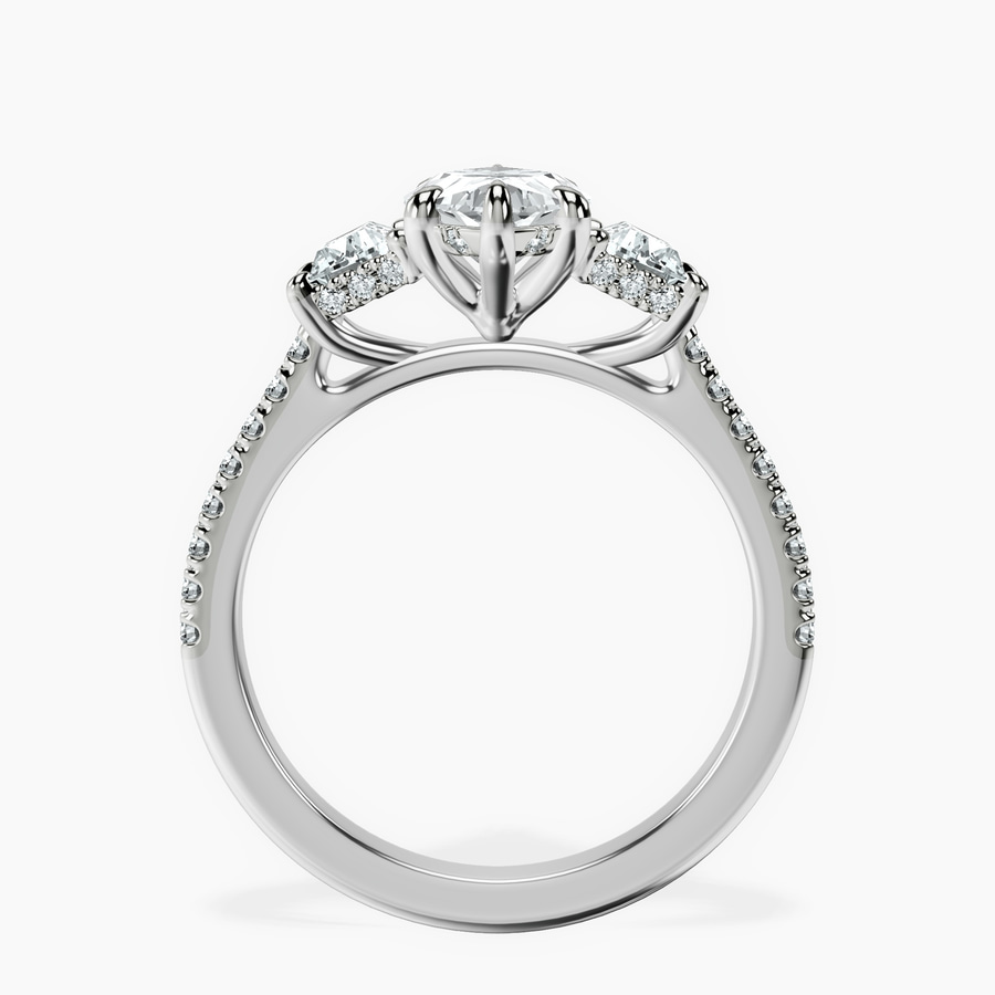 Platinum Lavinia Three Stone Trapezoid Lab Diamond Ring side right image one