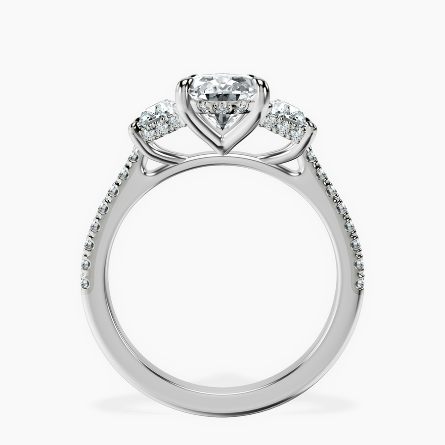 Platinum Lavinia Three Stone Trapezoid Lab Diamond Ring side right image one