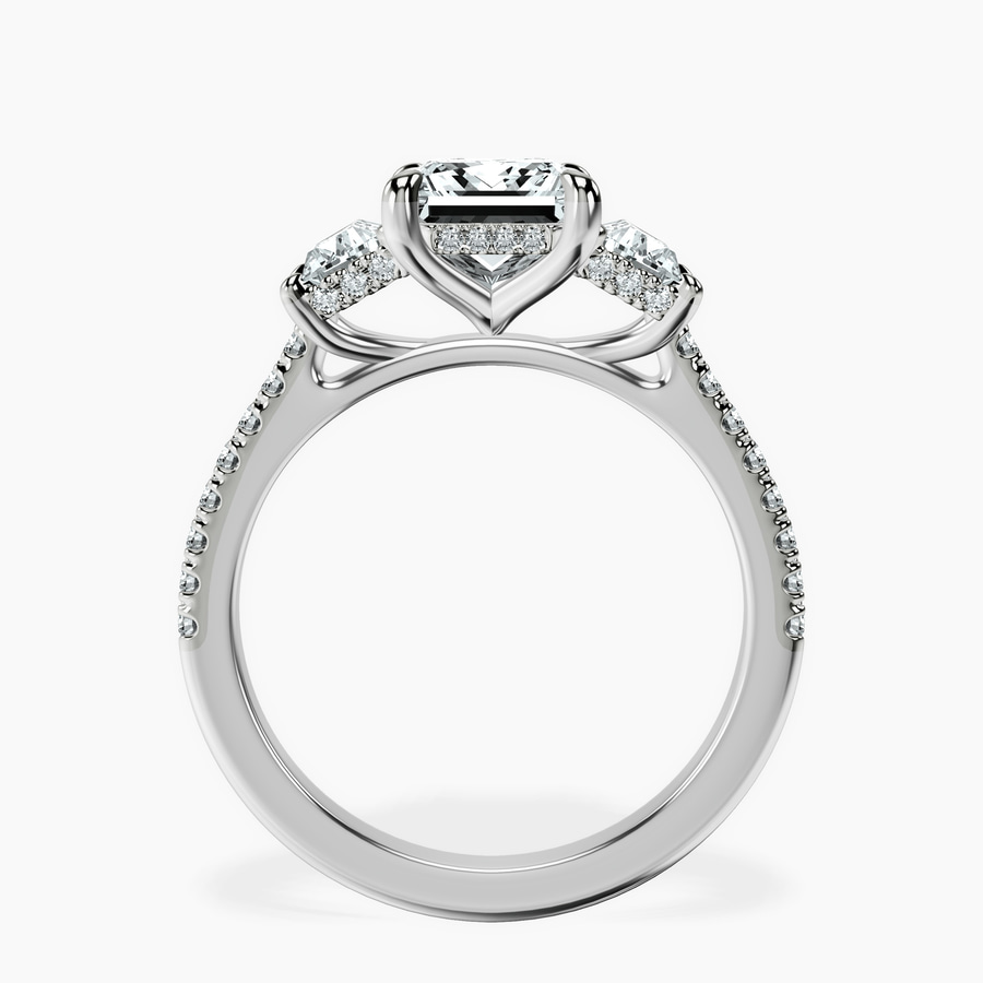 Platinum Lavinia Three Stone Trapezoid Lab Diamond Ring side right image one