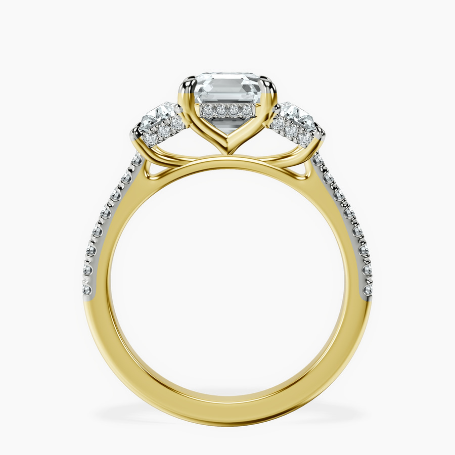 10kt Yellow Gold Lavinia Three Stone Trapezoid Lab Diamond Ring side right image one