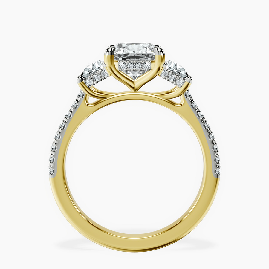 14ct Yellow Gold Lavinia Three Stone Trapezoid Lab Diamond Ring side right image one