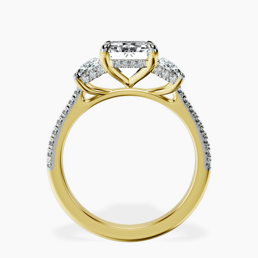 10kt Yellow Gold Lavinia Three Stone Trapezoid Lab Diamond Ring side right image one