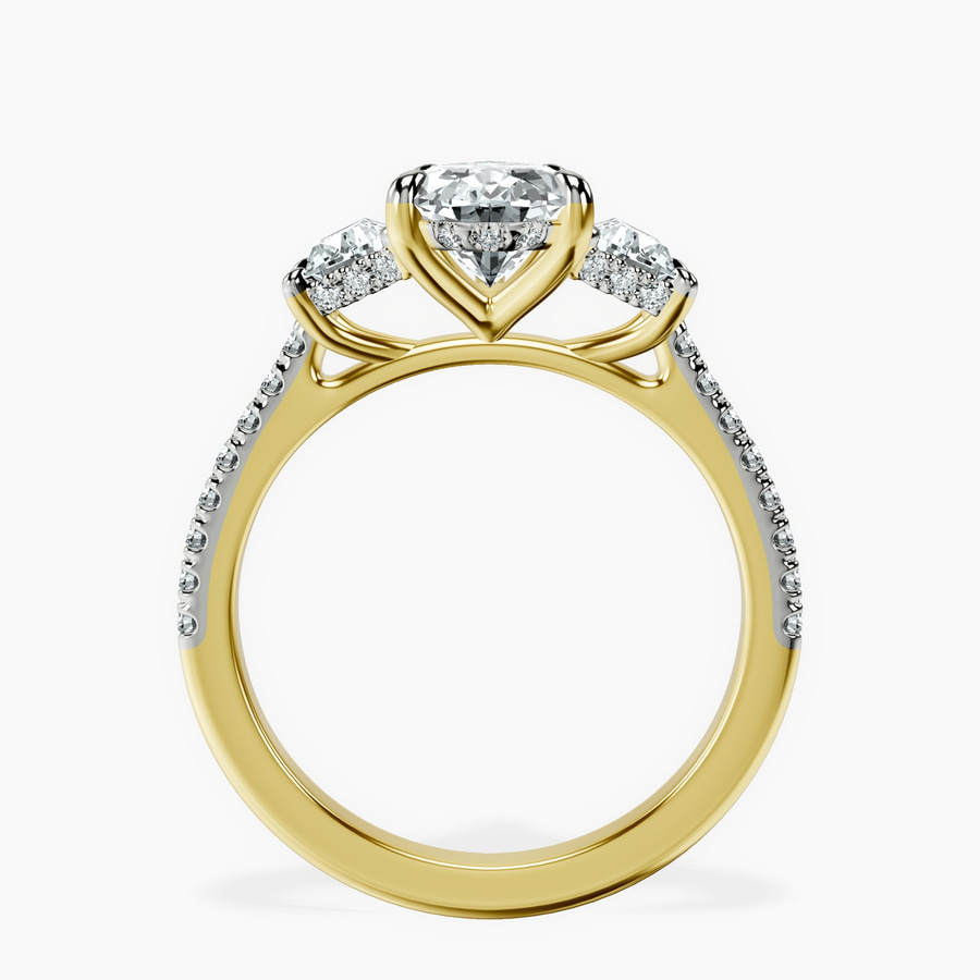 10kt Yellow Gold Lavinia Three Stone Trapezoid Lab Diamond Ring side right image one