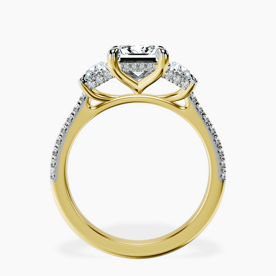 10kt Yellow Gold Lavinia Three Stone Trapezoid Lab Diamond Ring side right image one