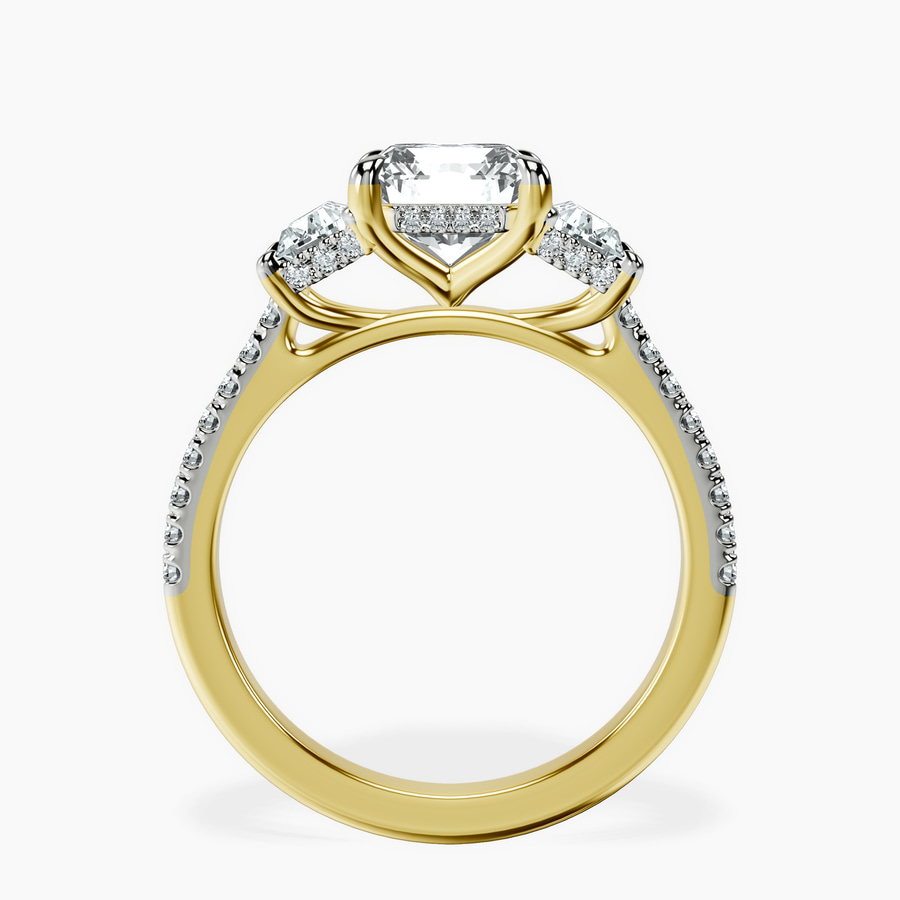 9ct Yellow Gold Lavinia Three Stone Trapezoid Lab Diamond Ring side right image one