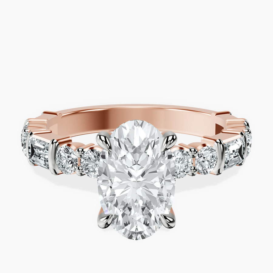 14kt Rose Gold Enchanted Bliss Side Stone Lab Diamond Ring front image