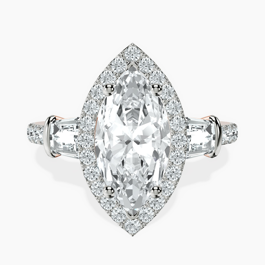 14kt Rose Gold Liora Cascade Halo Lab Diamond Ring front image