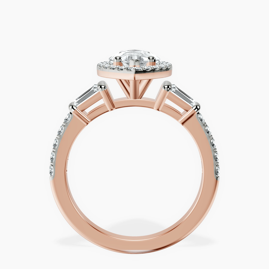 14kt Rose Gold Liora Cascade Halo Lab Diamond Ring side right image one