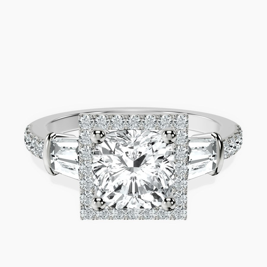 Platinum Liora Cascade Halo Lab Diamond Ring front image