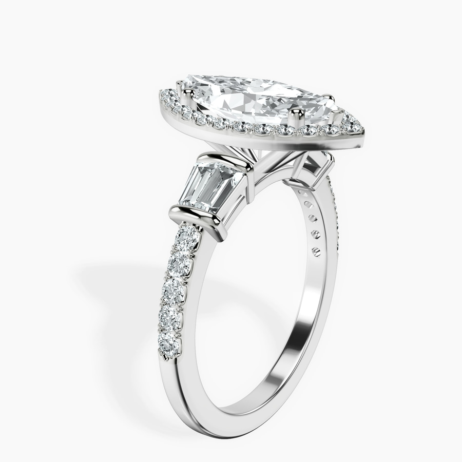Platinum Liora Cascade Halo Lab Diamond Ring standing product image one