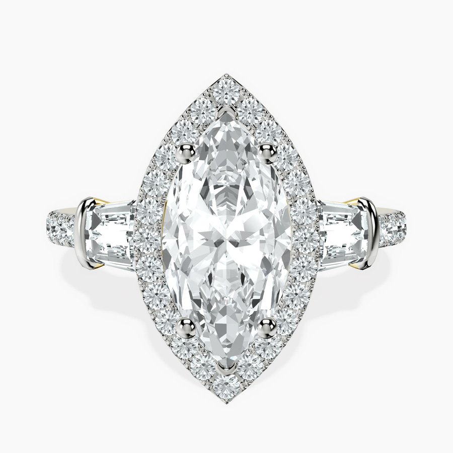 18kt Yellow Gold Liora Cascade Halo Lab Diamond Ring front image