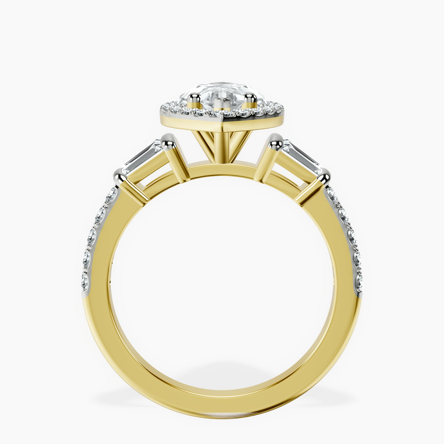 18kt Yellow Gold Liora Cascade Halo Lab Diamond Ring side right image one