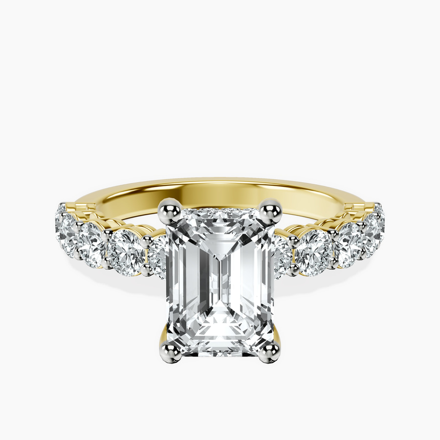 14ct Yellow Gold Elinor Side Round Lab Diamond Ring front image