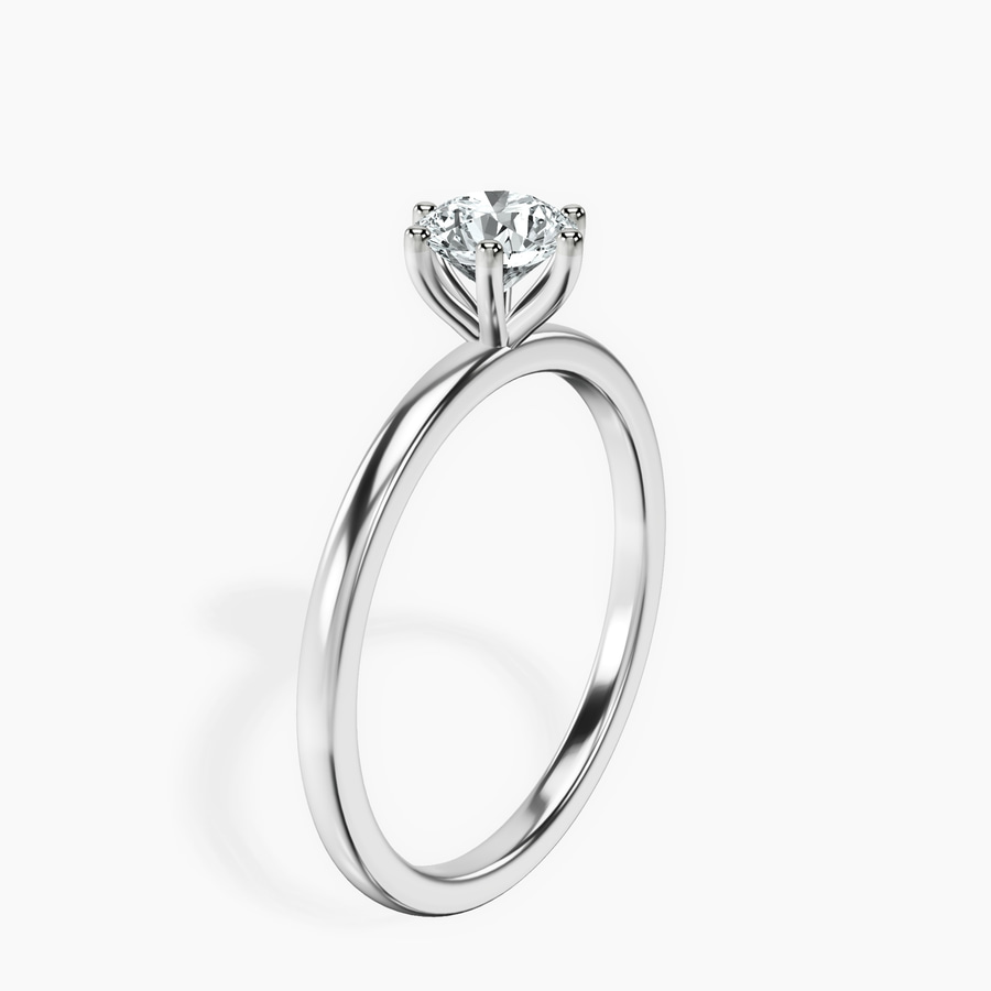 10kt White Gold Six Prong Solitaire 1.5mm Lab Diamond Ring standing product image one