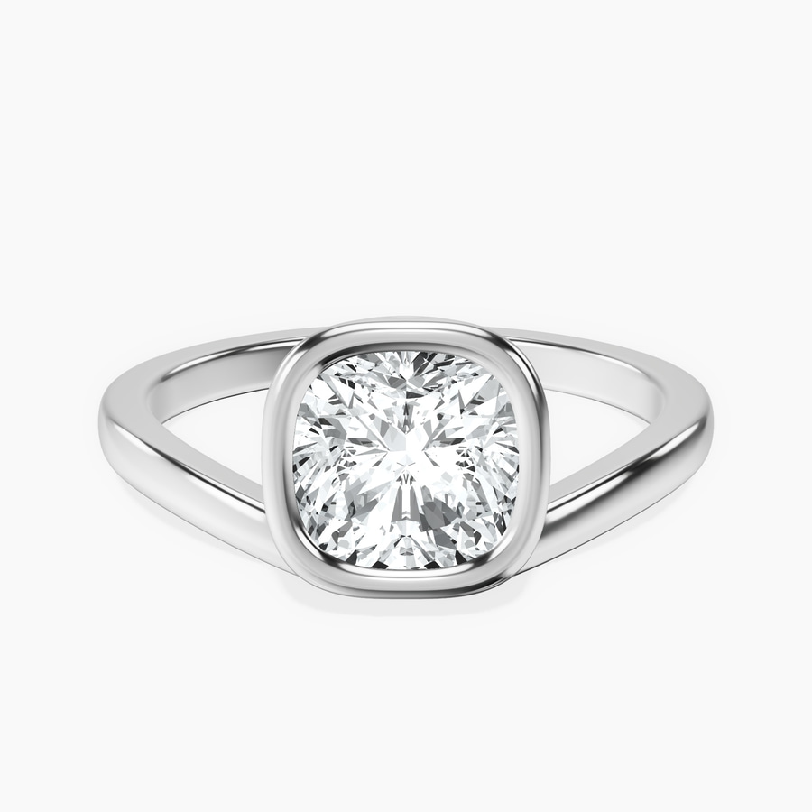 Platinum Bezel Crest Solitaire Lab Diamond Ring front image