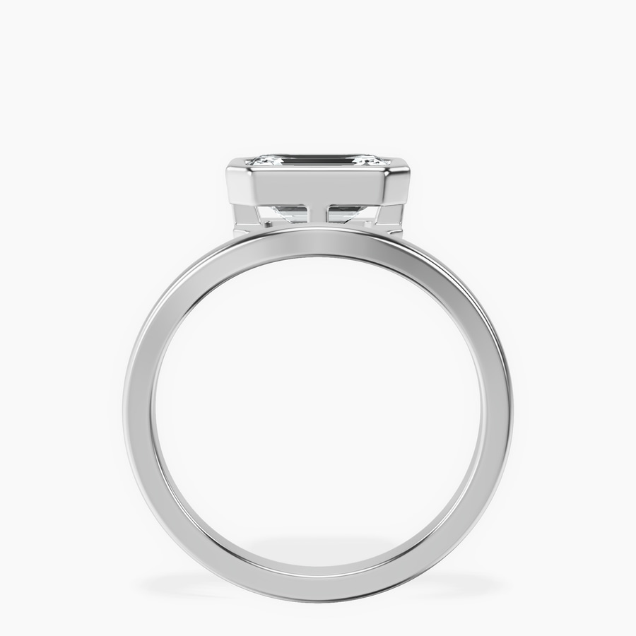 14ct White Gold Bezel Crest Solitaire Lab Diamond Ring side right image one