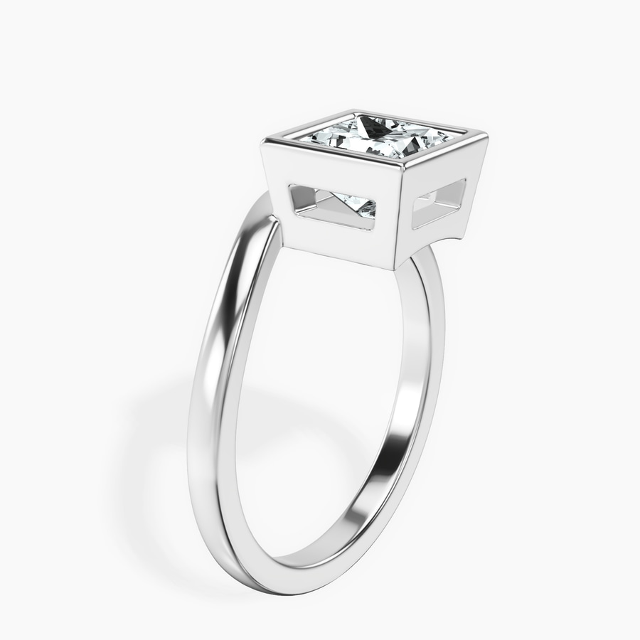 10kt White Gold Bezel Crest Solitaire Lab Diamond Ring standing product image one