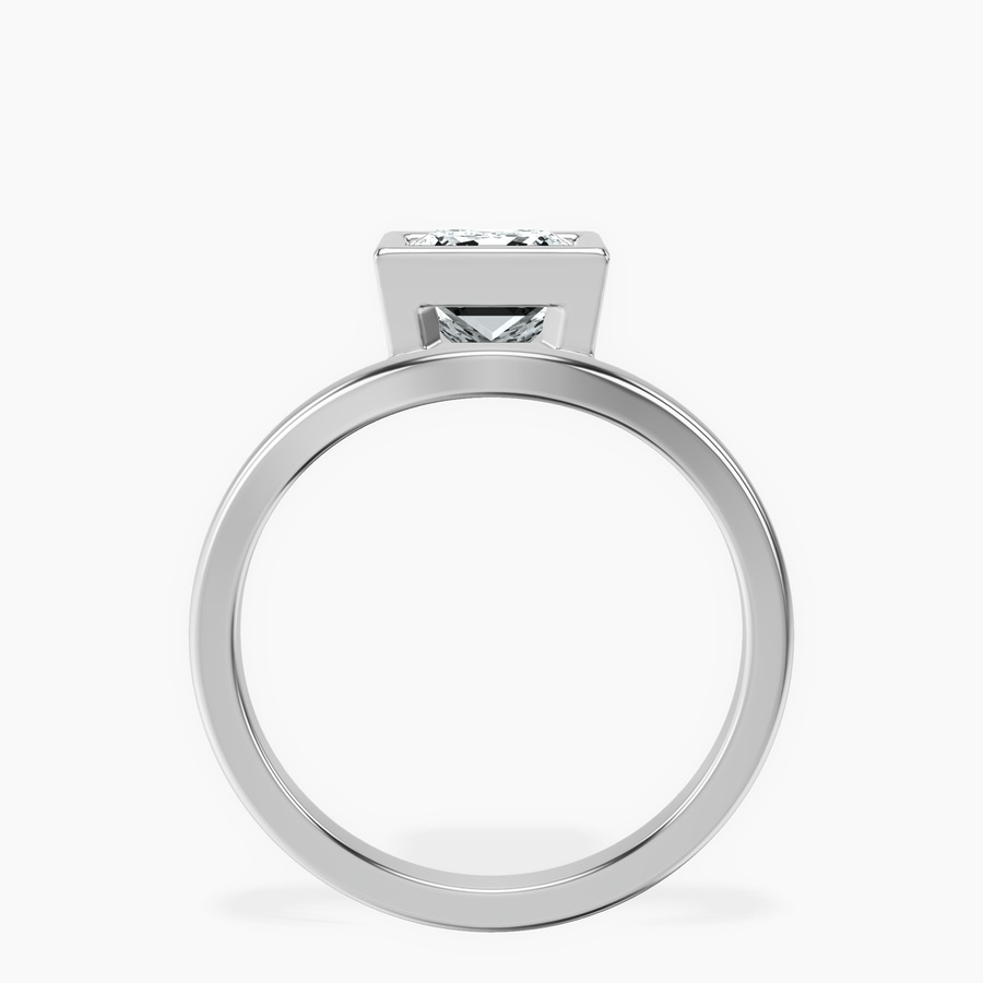 10kt White Gold Bezel Crest Solitaire Lab Diamond Ring side right image one