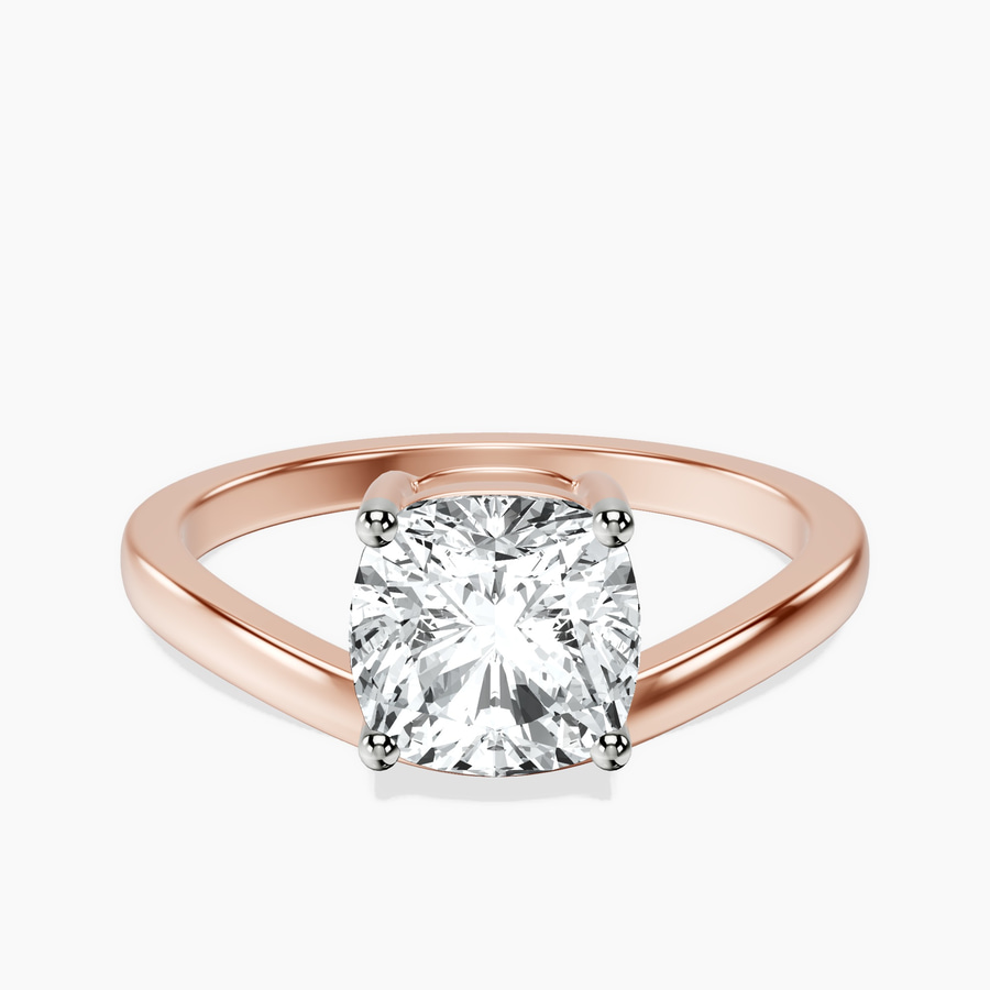18kt Rose Gold Crest Four Prong Solitaire Lab Diamond Ring front image