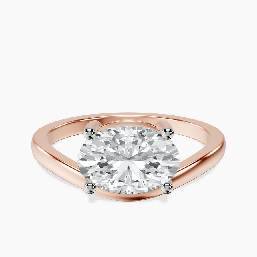 14kt Rose Gold Crest Four Prong Solitaire Lab Diamond Ring front image