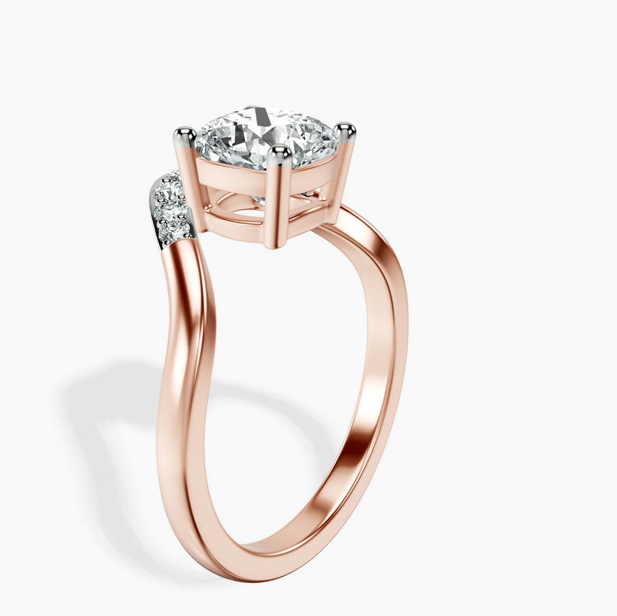 10kt Rose Gold Curved Crest Lab Diamond Ring standing product image one