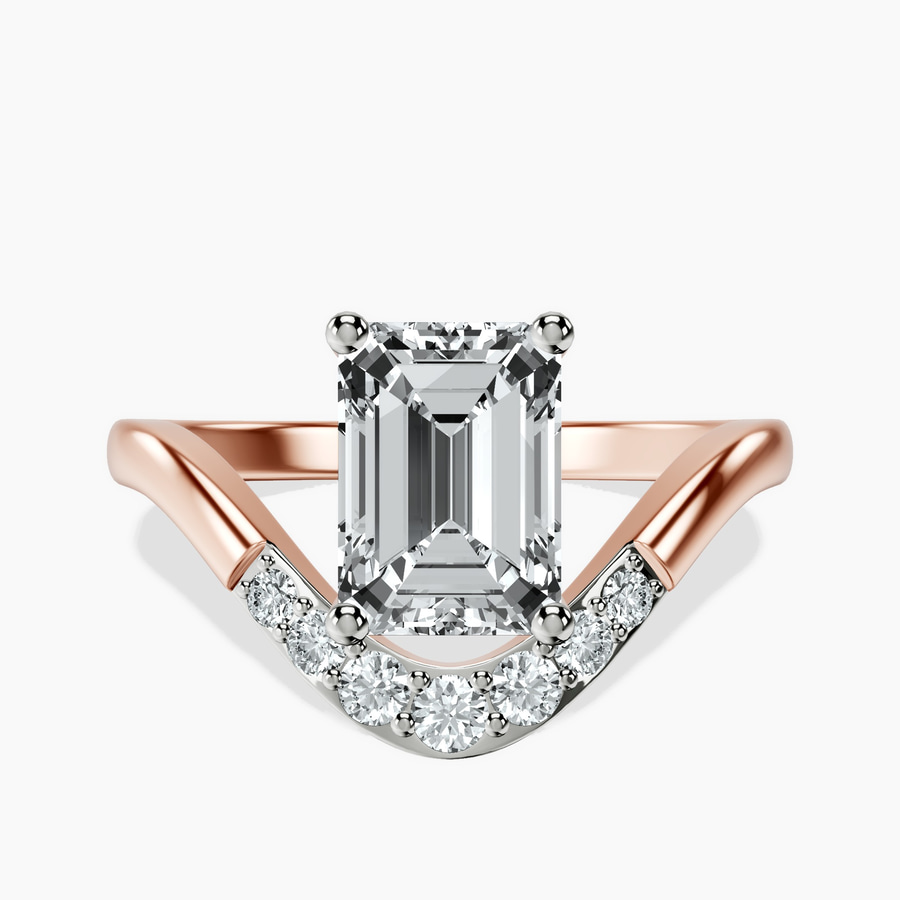 10kt Rose Gold Curved Crest Lab Diamond Ring front image