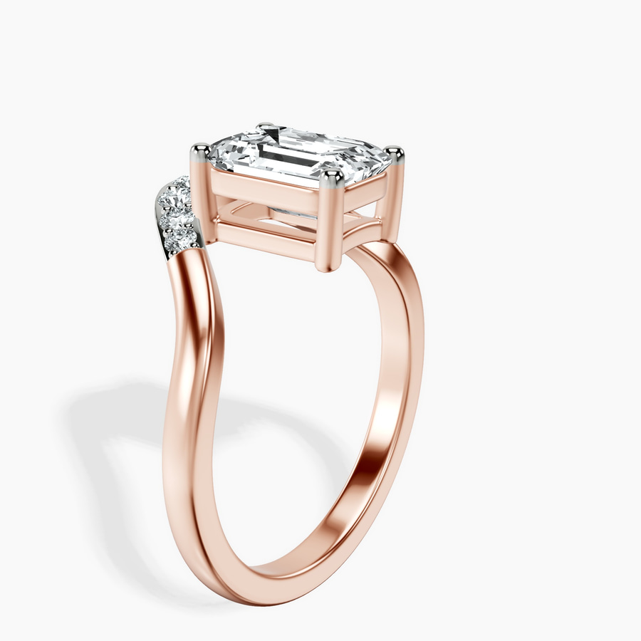 10kt Rose Gold Curved Crest Lab Diamond Ring standing product image one