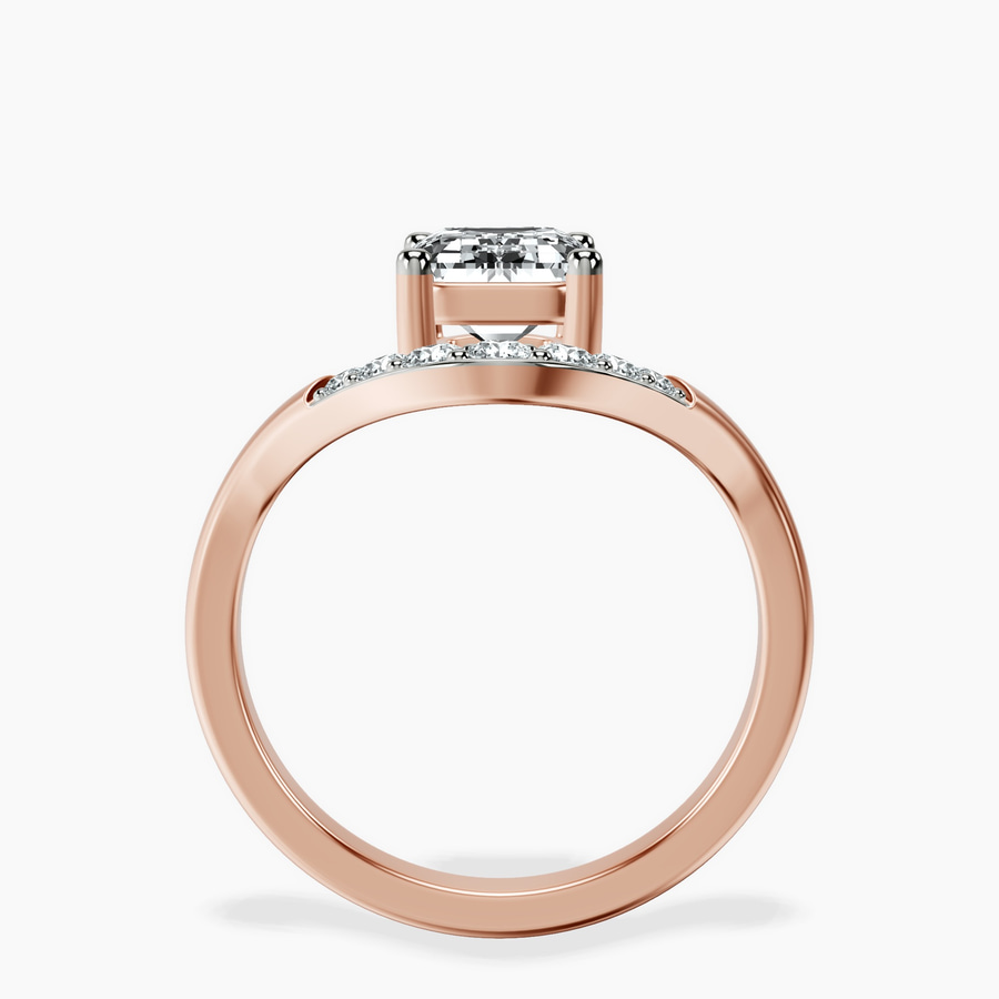 10kt Rose Gold Curved Crest Lab Diamond Ring side right image one