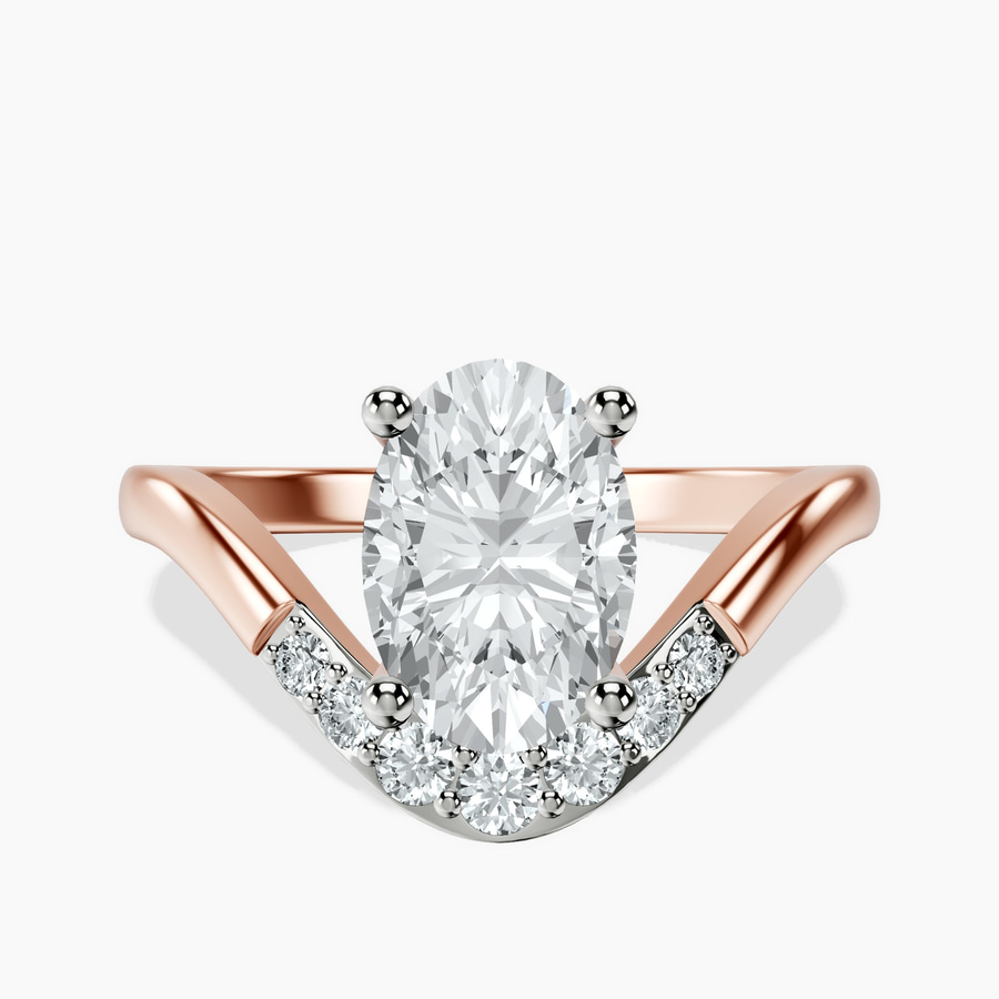 10kt Rose Gold Curved Crest Lab Diamond Ring front image