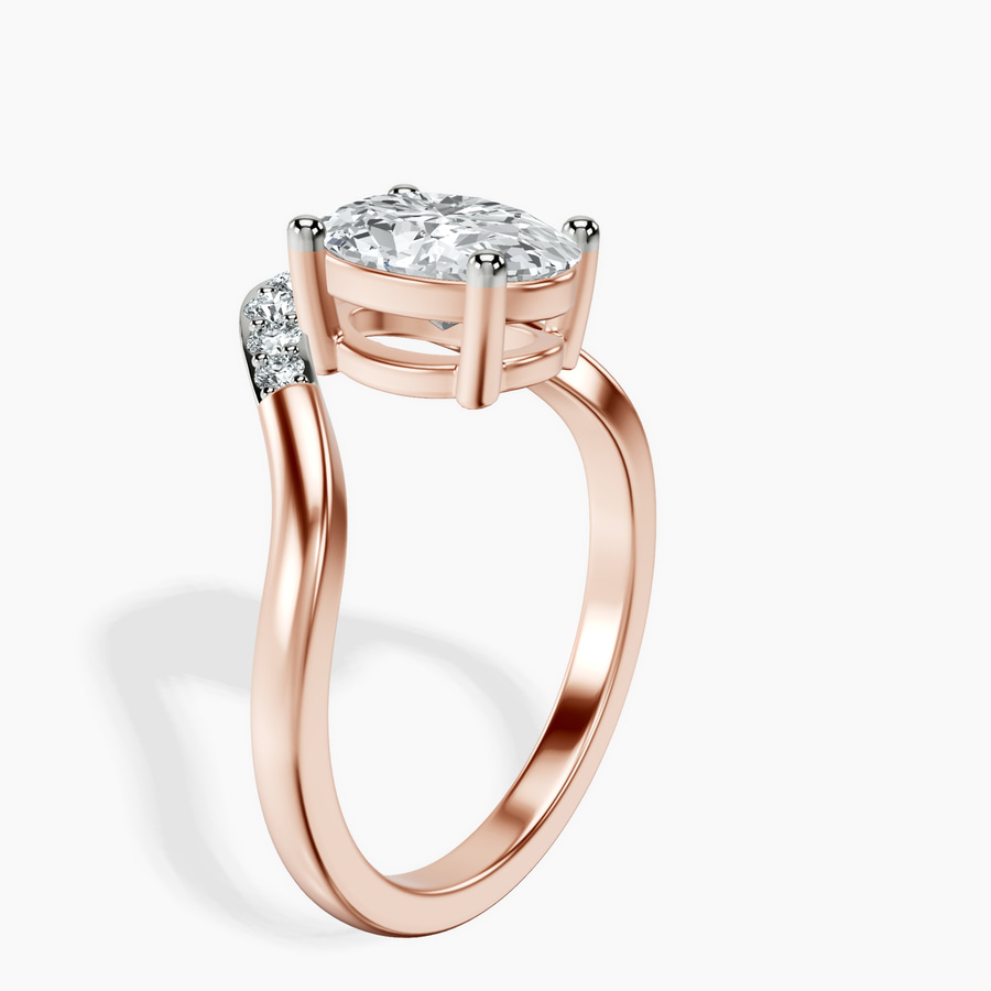 10kt Rose Gold Curved Crest Lab Diamond Ring standing product image one