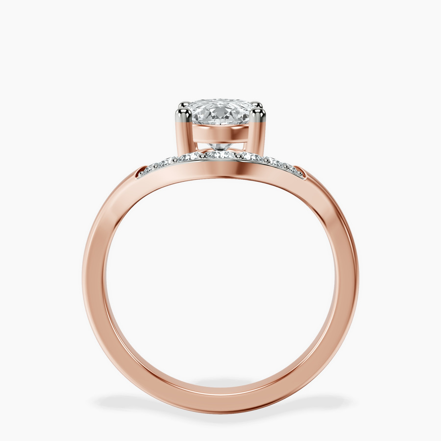 10kt Rose Gold Curved Crest Lab Diamond Ring side right image one