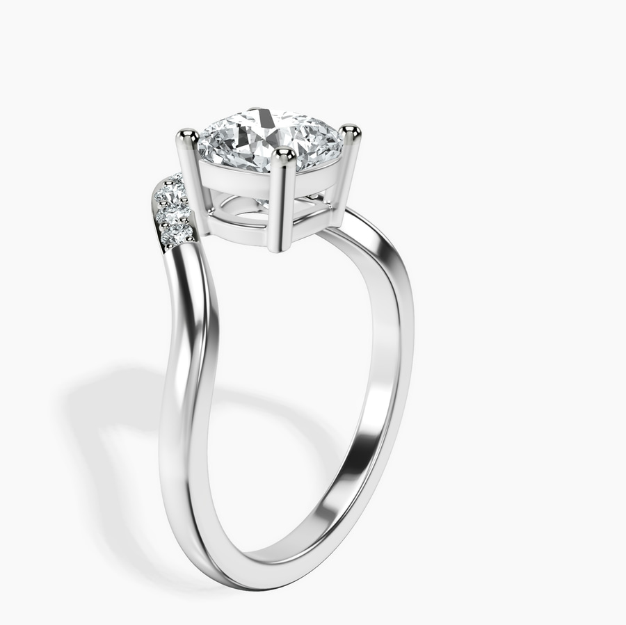 Platinum Curved Crest Lab Diamond Ring standing product image one