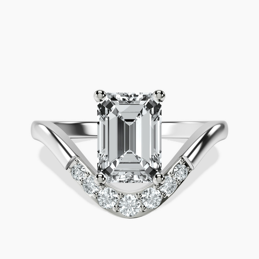 10kt White Gold Curved Crest Lab Diamond Ring front image