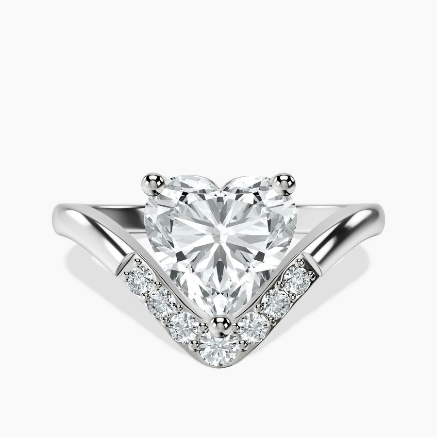 14kt White Gold Curved Crest Lab Diamond Ring front image