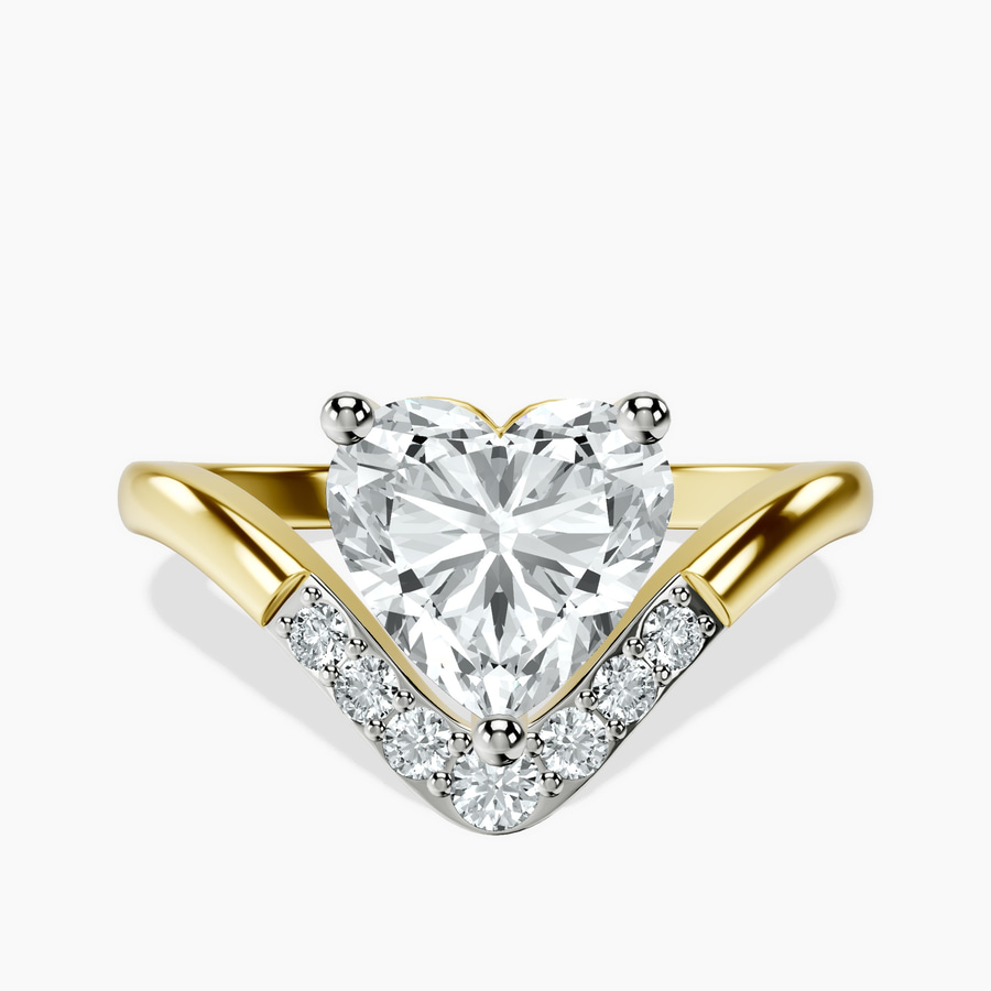 10kt Yellow Gold Curved Crest Lab Diamond Ring front image