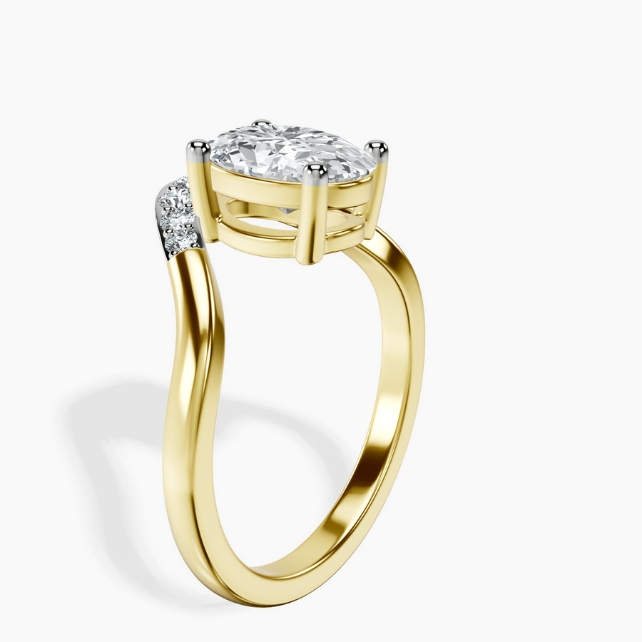 10kt Yellow Gold Curved Crest Lab Diamond Ring standing product image one