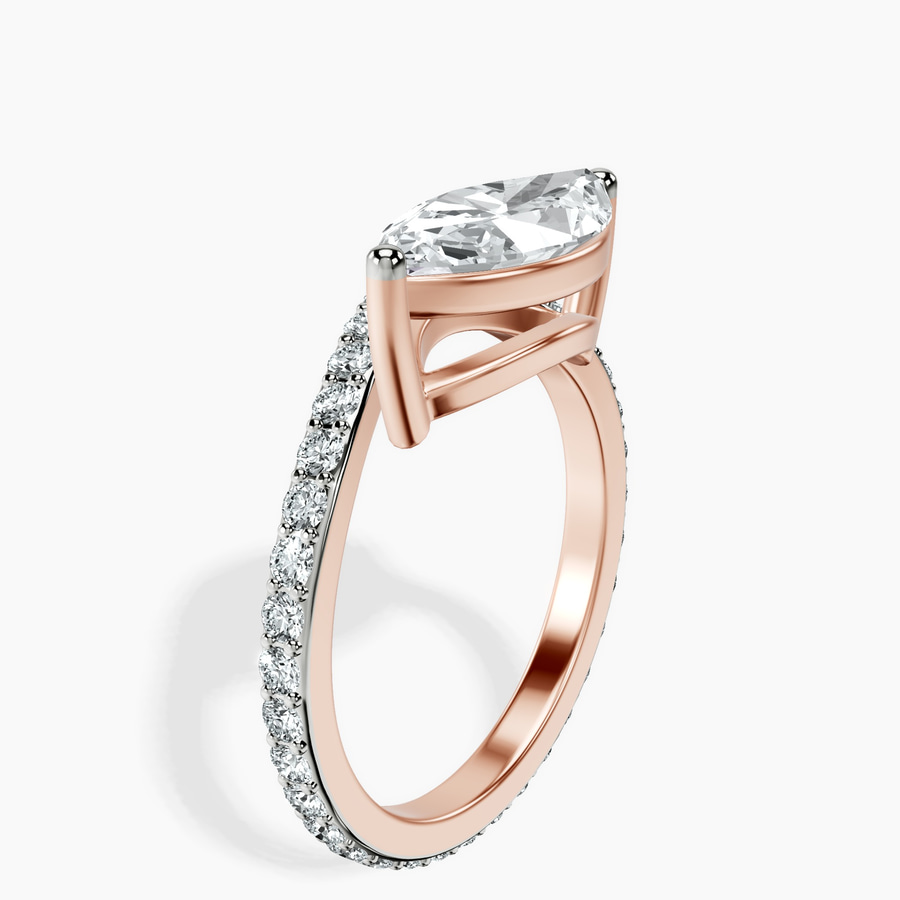 10kt Rose Gold Pave Crest Lab Diamond Ring standing product image one