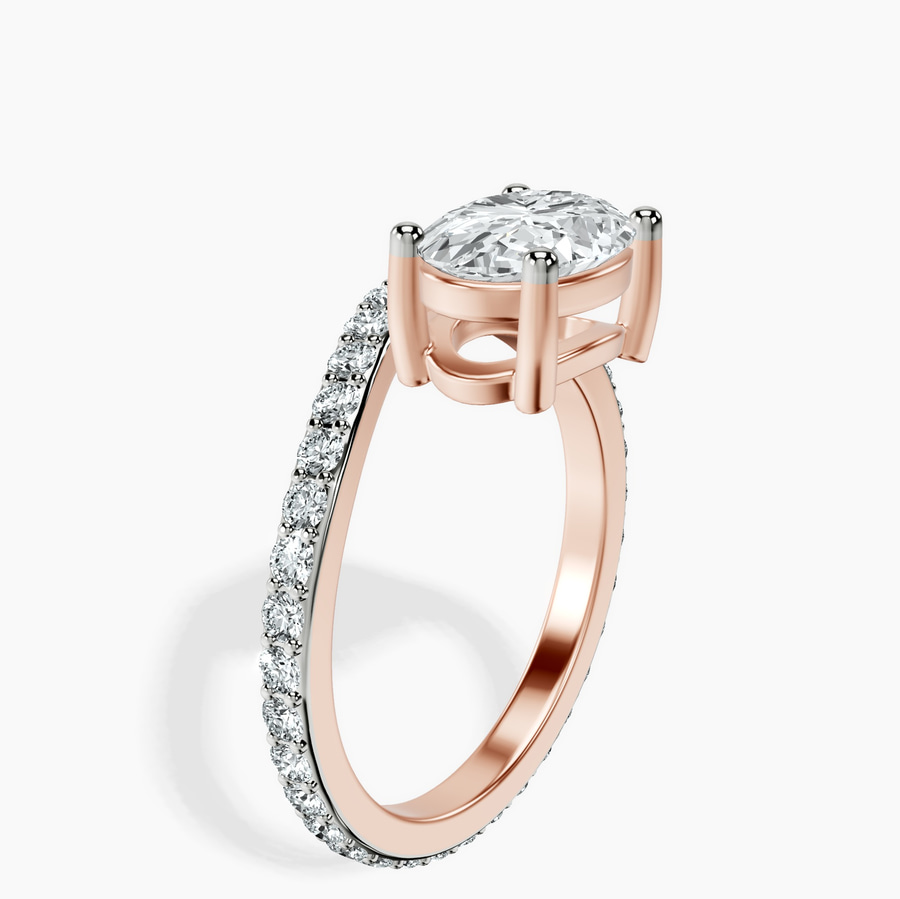 10kt Rose Gold Pave Crest Lab Diamond Ring standing product image one