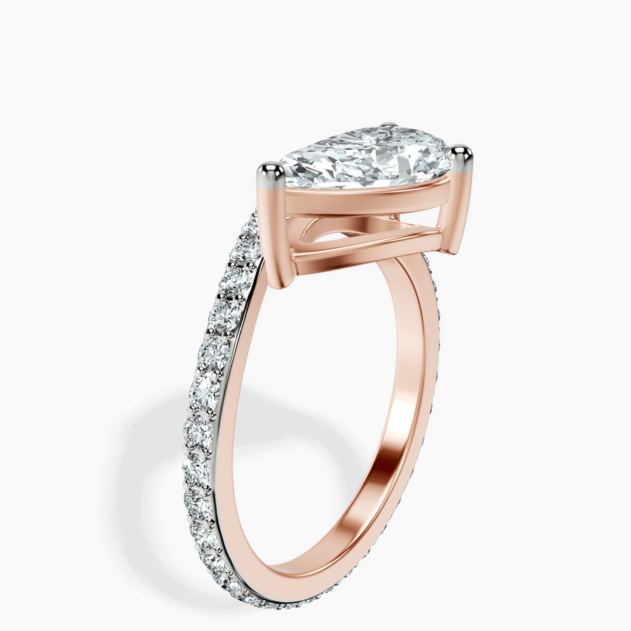 14kt Rose Gold Pave Crest Lab Diamond Ring standing product image one