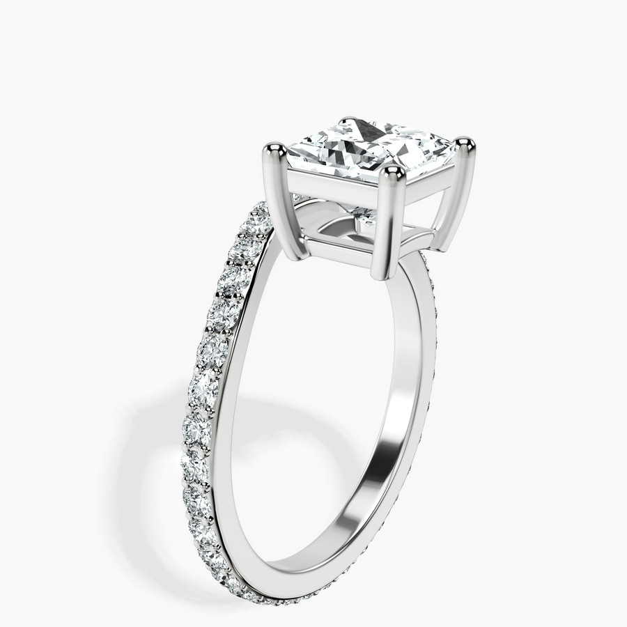 18kt White Gold Pave Crest Lab Diamond Ring standing product image one