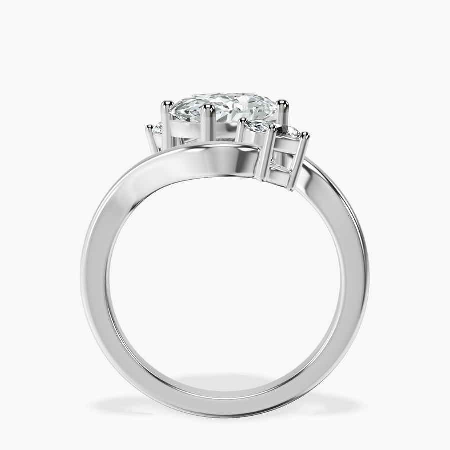 Platinum Three Stone Crest Lab Diamond Ring side right image one