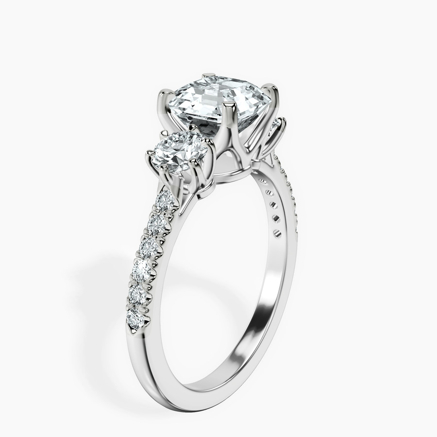 14kt White Gold Tiara Three stone Lab Diamond Ring standing product image one
