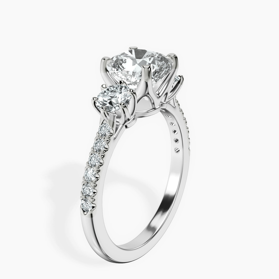 Platinum Tiara Three stone Lab Diamond Ring standing product image one
