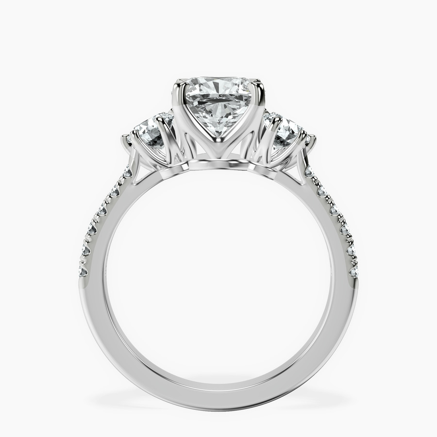 Platinum Tiara Three stone Lab Diamond Ring side right image one