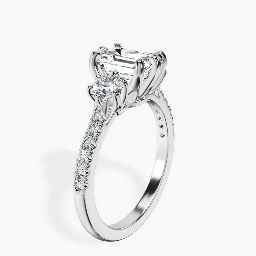 Platinum Tiara Three stone Lab Diamond Ring standing product image one